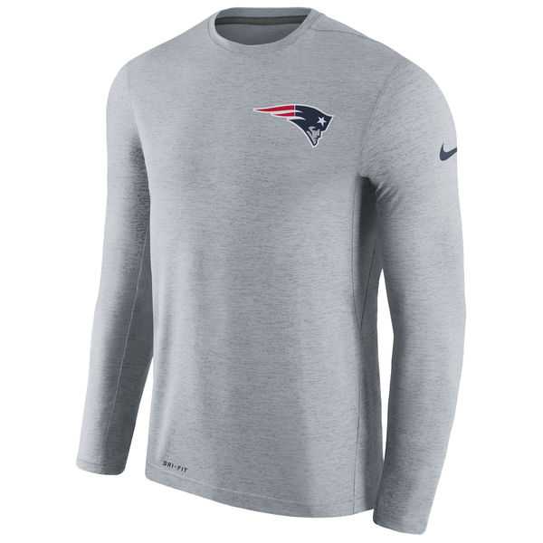 Men's New England Patriots Nike Gray Coaches Long Sleeve Performance T-Shirt,We sell and wholesale Men's New England Patriots Nike Gray Coaches Long Sleeve Performance T-Shirt on line form chian!